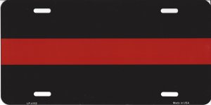 Thin Red Line Firefighter Metal License Plate