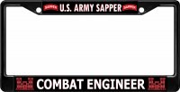 U.S. Army Sapper Combat Engineer Black License Plate Frame
