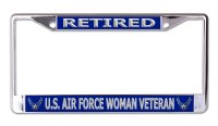 U.S. Air Force Retired Woman Veteran Chrome License Plate Frame