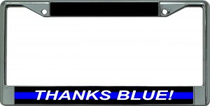 Thanks Blue Chrome License Plate Frame