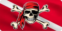 Pirate Skull On Dive Flag Photo License Plate