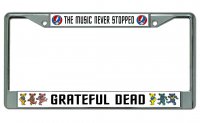 Grateful Dead The Music Never Stopped Chrome License Plate Frame