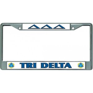 Tri Delta Chrome License Plate Frame