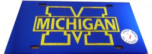 Michigan Wolverines Blue Laser License Plate