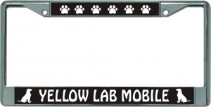Yellow Lab Mobile Chrome License Plate Frame