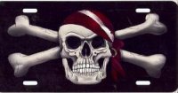Pirate Skull with Dive Bandana License Plate