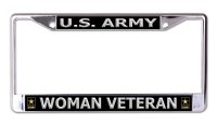 U.S. Army Woman Veteran Sliver Letters Chrome License Frame