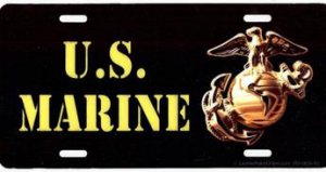 U.S. Marine On Black Photo License Plate