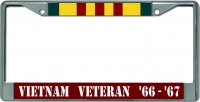 Vietnam Veteran Any Years Chrome License Plate Frame