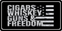 Cigars Whiskey Guns & Freedom Photo License Plate