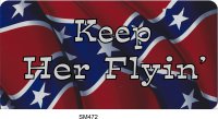 Keep Her Flyin' Rebel Confederate Photo License Plate