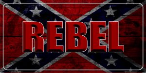 Rebel On Confederate Flag Photo License Plate
