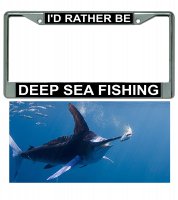 Deep Sea Fishing Chrome Frame And Marlin Plate Combo
