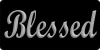 Blessed With Silver Letters Photo License Plate