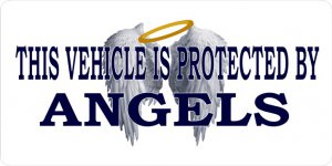 Vehicle Protected By Angels White Photo License Plate