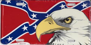 Eagle On Rebel Flag License Plate