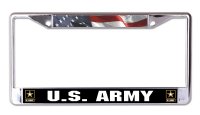 U.S. Army With U.S. Flag Chrome License Plate Frame