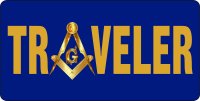 Traveler With Masonic Logo Blue Photo License Plate