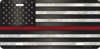 Firefighter Thin Red Line On U.S. Flag License Plate