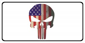 Punisher U.S. Flag Skull Photo License Plate