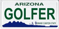 Arizona Golfer White Photo License Plate