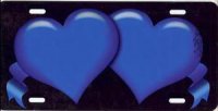 Blue Hearts With Ribbon License Plate
