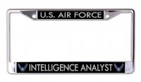 U.S. Air Force Intelligence Analyst Chrome License Plate Frame