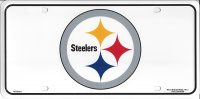 Pittsburgh Steelers White Metal License Plate