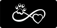 Paw And Heart Infinite Black Photo License Plate