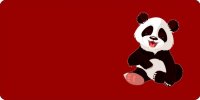 Panda Laughing Offset Red Photo License Plate