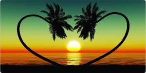 Palm Trees Heart Photo License Plate