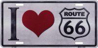 I Love Route 66 Metal License Plate