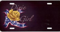Yellow Rose with ”Dixie Girl” Airbrush License Plate