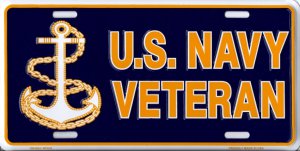 U.S. Navy Veteran Metal License Plate