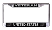 U.S. Veteran Black And Silver Chrome License Plate Frame
