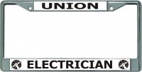 Union Electrician Chrome License Plate Frame