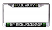 U.S. Army 10th Special Forces Group Chrome License Plate Frame