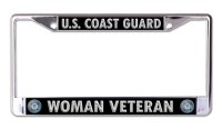 U.S. Coast Guard Woman Veteran Chrome License Plate Frame