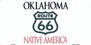 Route 66 Oklahoma Native America Metal License Plate