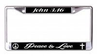John 3:16 Peace And Love Chrome License Plate Frame