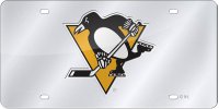 Pittsburgh Penguins Silver Laser License Plate
