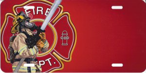 Firefighter With Logo Offset Airbrush License Plate