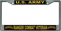 U.S. Army Ranger Combat Veteran Chrome License Plate Frame