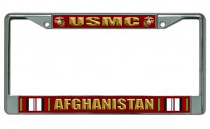 U.S.M.C. Afghanistan Chrome License Plate Frame