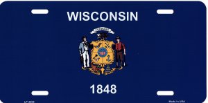 Wisconsin State Flag Metal License Plate