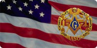 Masonic Emblem On U.S. Flag Photo License Plate