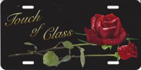 Touch of Class Red Roses on Black Airbrush License Plate