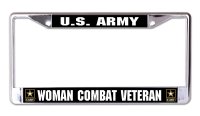 U.S. Army Woman Combat Veteran Chrome License Plate Frame