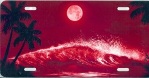Ocean Wave on Red License Plate