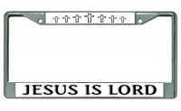 Jesus Is Lord Chrome License Plate Frame